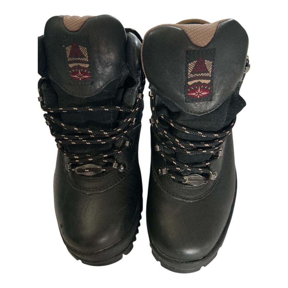 Nike Black Leather Hiking Booties with Maroon Accent